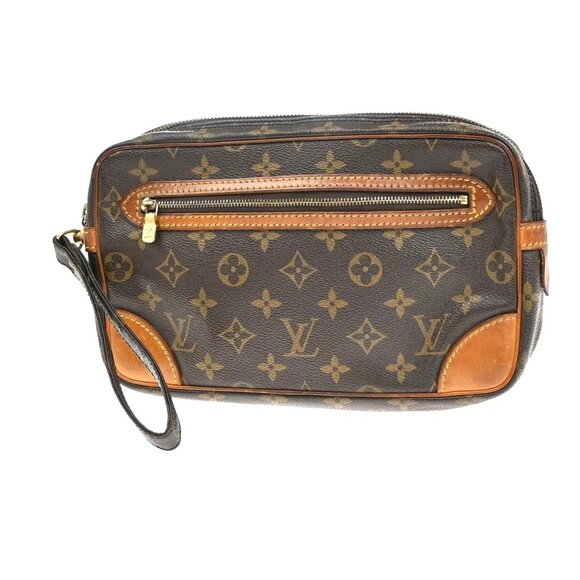 LOUIS VUITTON Marly Dragonne GM Clutch Hand Bag Monogram Brown M51825 62EE820 - Picture 1 of 14